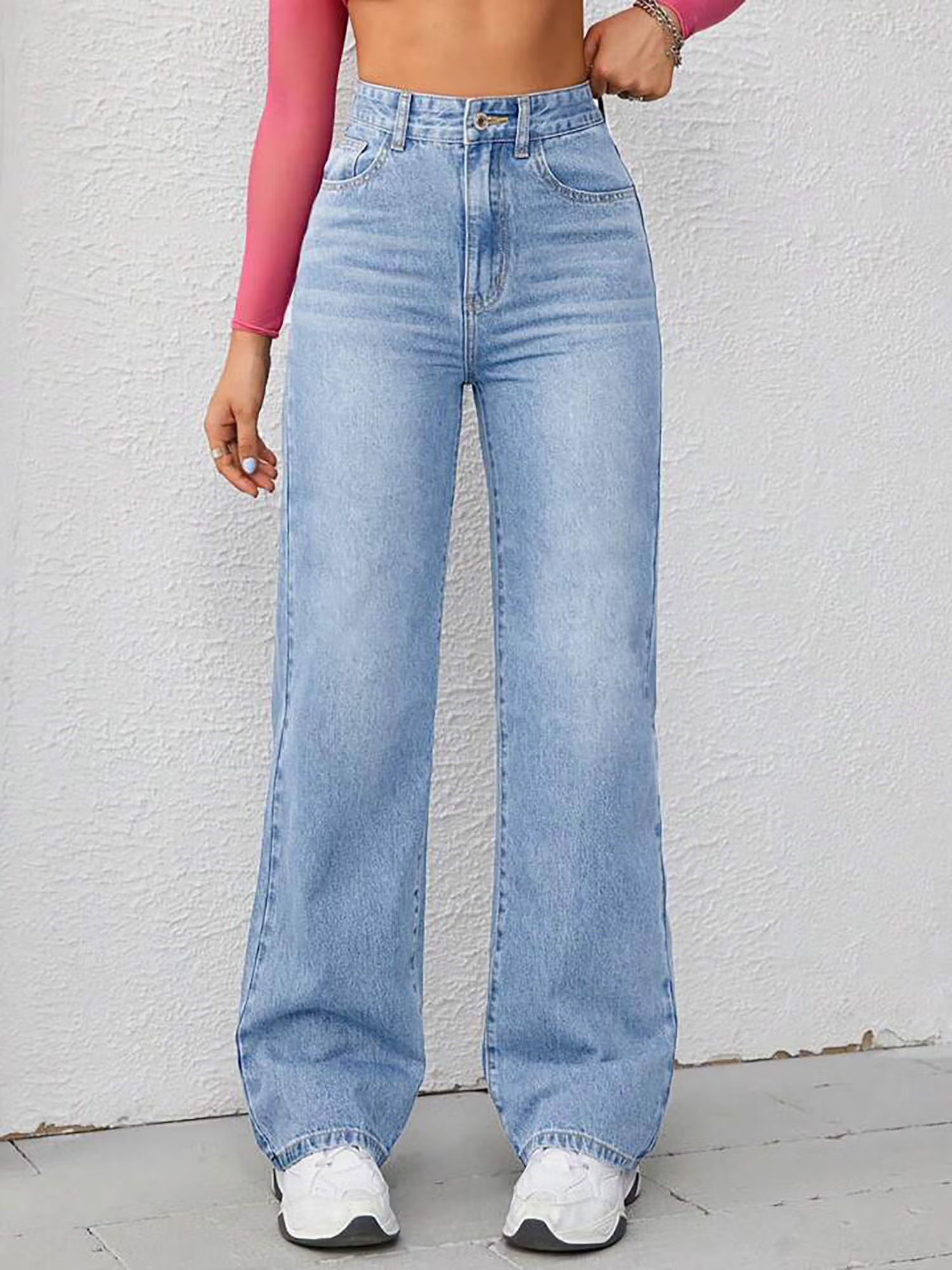 Off Duty India Not Your Daddy's Straight Leg Jeans-Light Blue