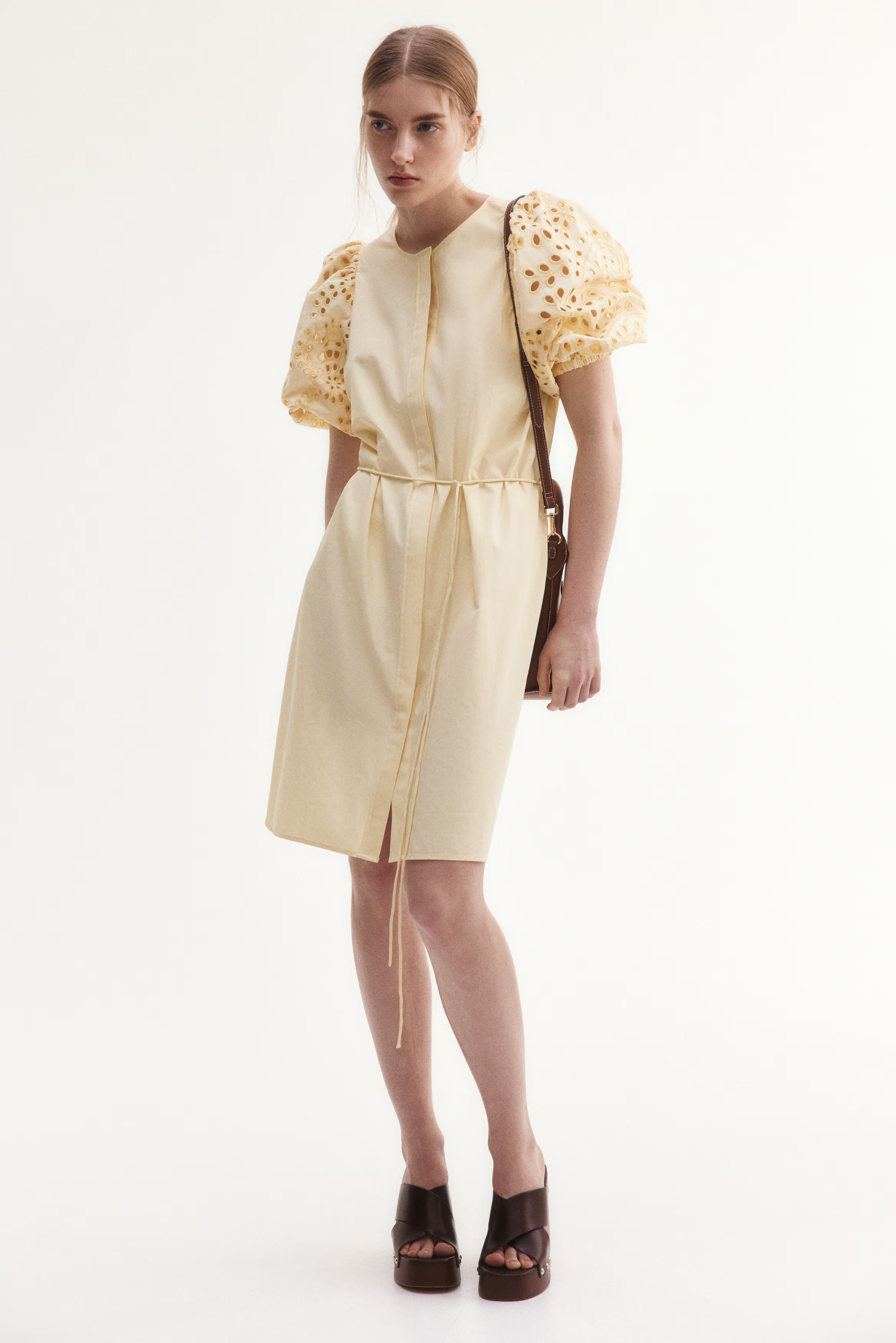 Broderie anglaise-sleeved dress
