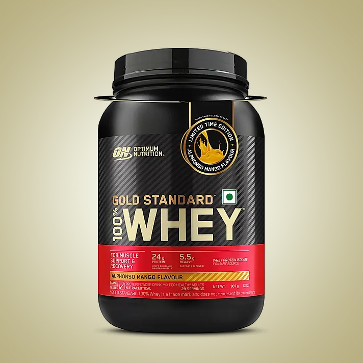 Limited Edition Optimum Nutrition (ON) Gold Standard 100% Whey Protein Powder 2 lb, 907g (Alphonso Mango)