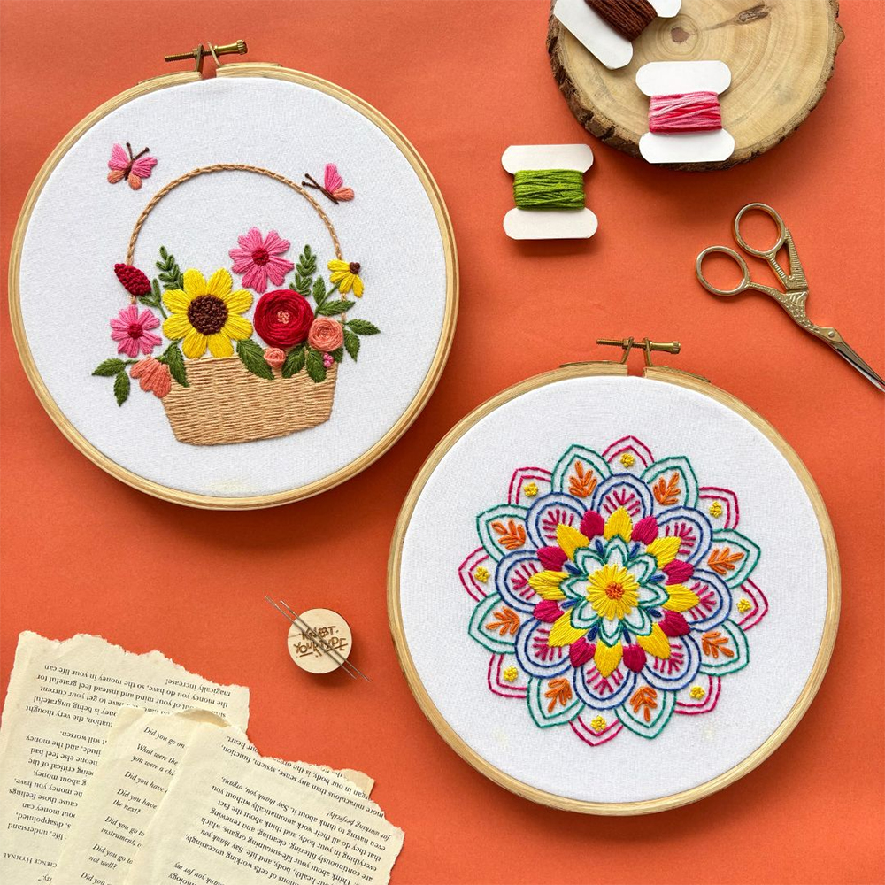 Blissful Combo DIY Embroidery Kit - Bundle Of 2