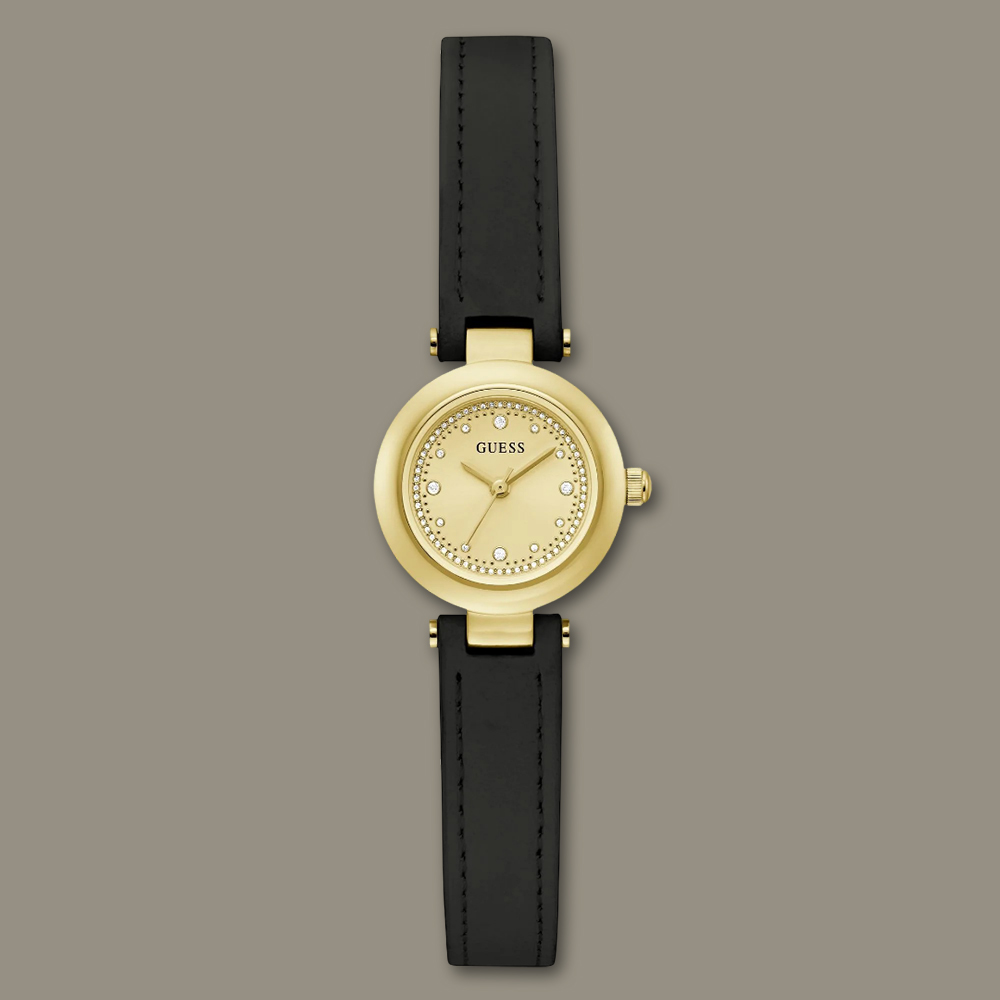 Guess Ophelia Leather Champagne Round Dial Quartz Analog Analog Women Watch