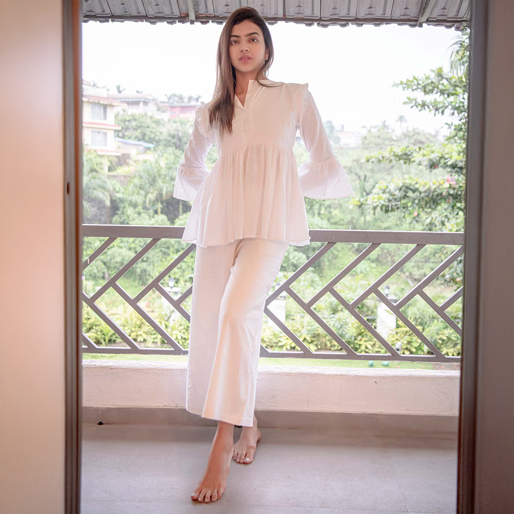 Mariyam Top & Bottoms White