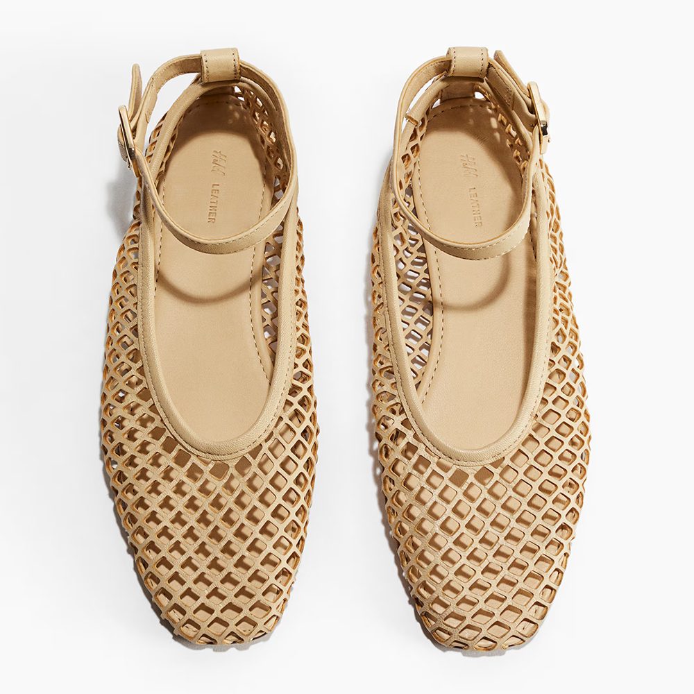 Perforated leather ballet pumps