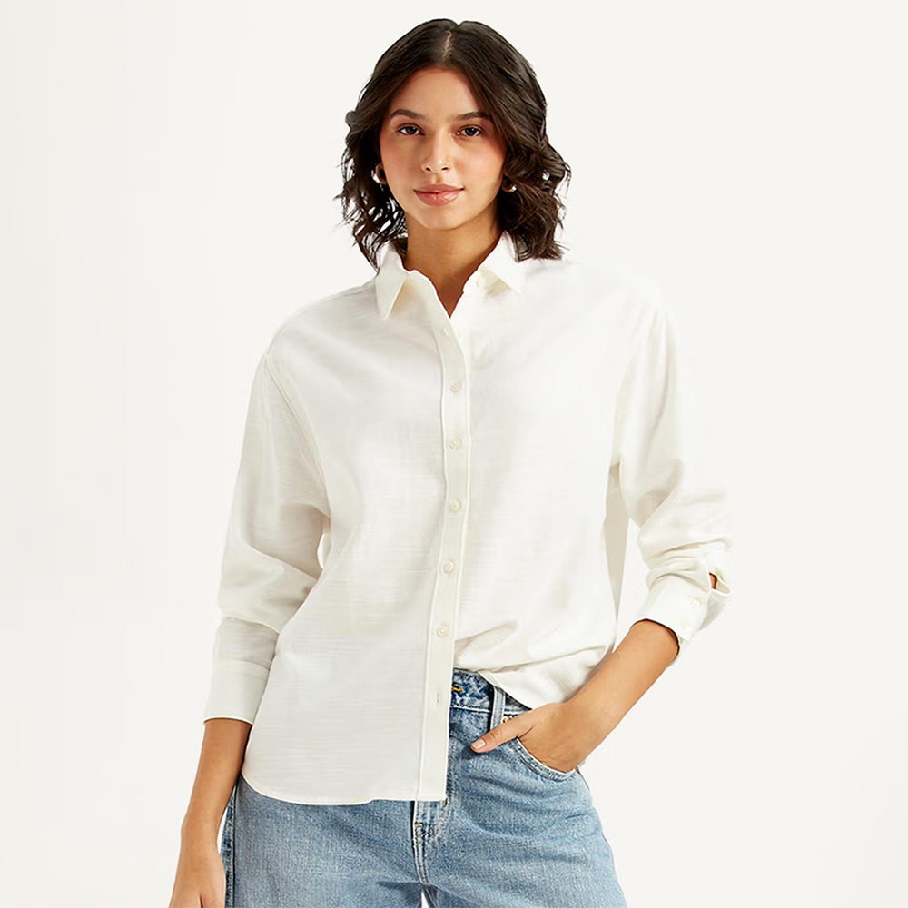 Womens Solid Relaxed Fit Shirt