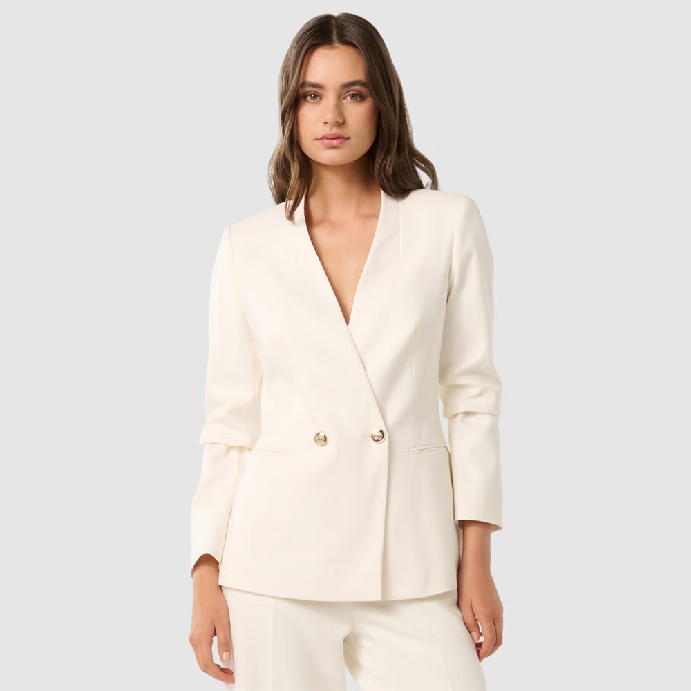 Taylor Double Breasted White Blazer