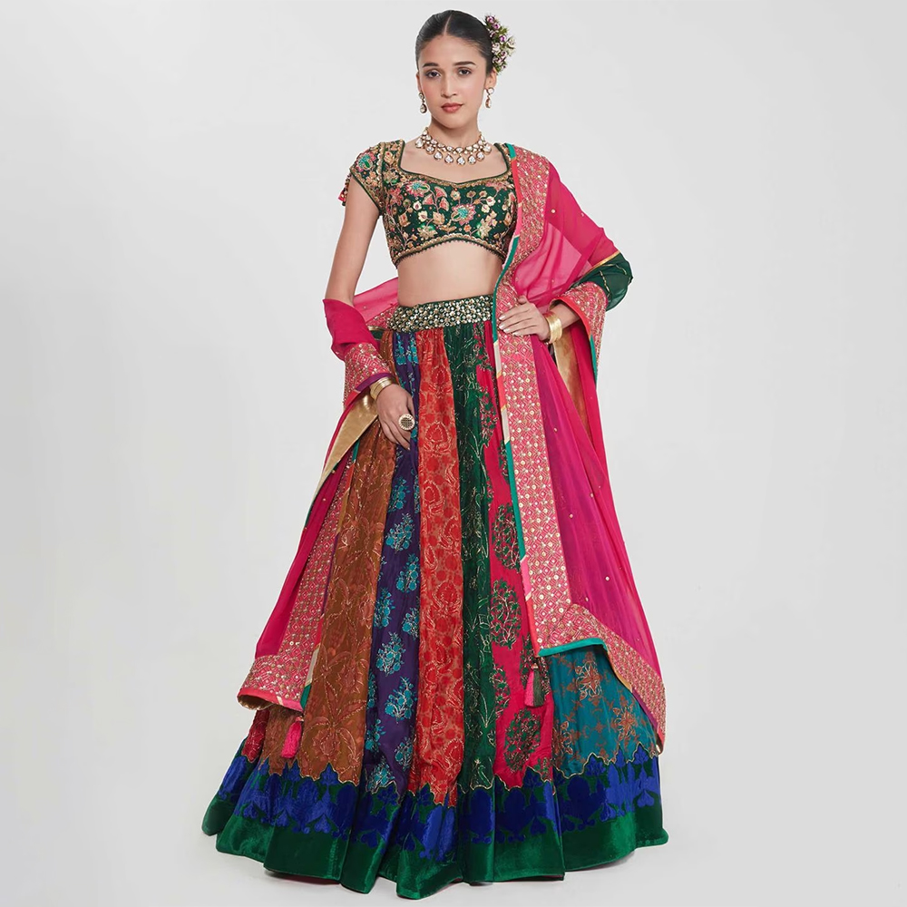 The Multicoloured Hand Embellished Lehanga Set