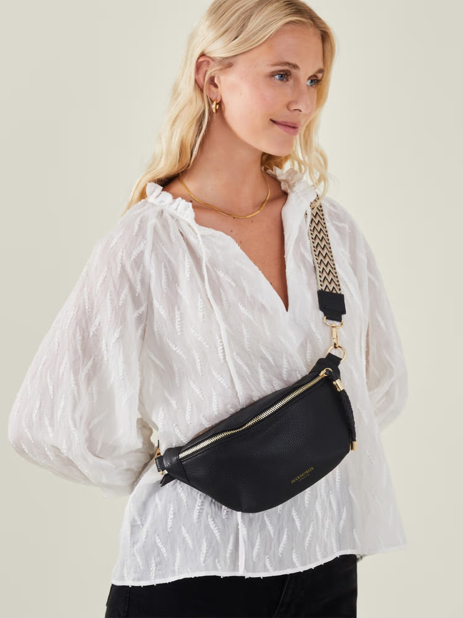 Accessorize London Women Black Waist Sling Bag