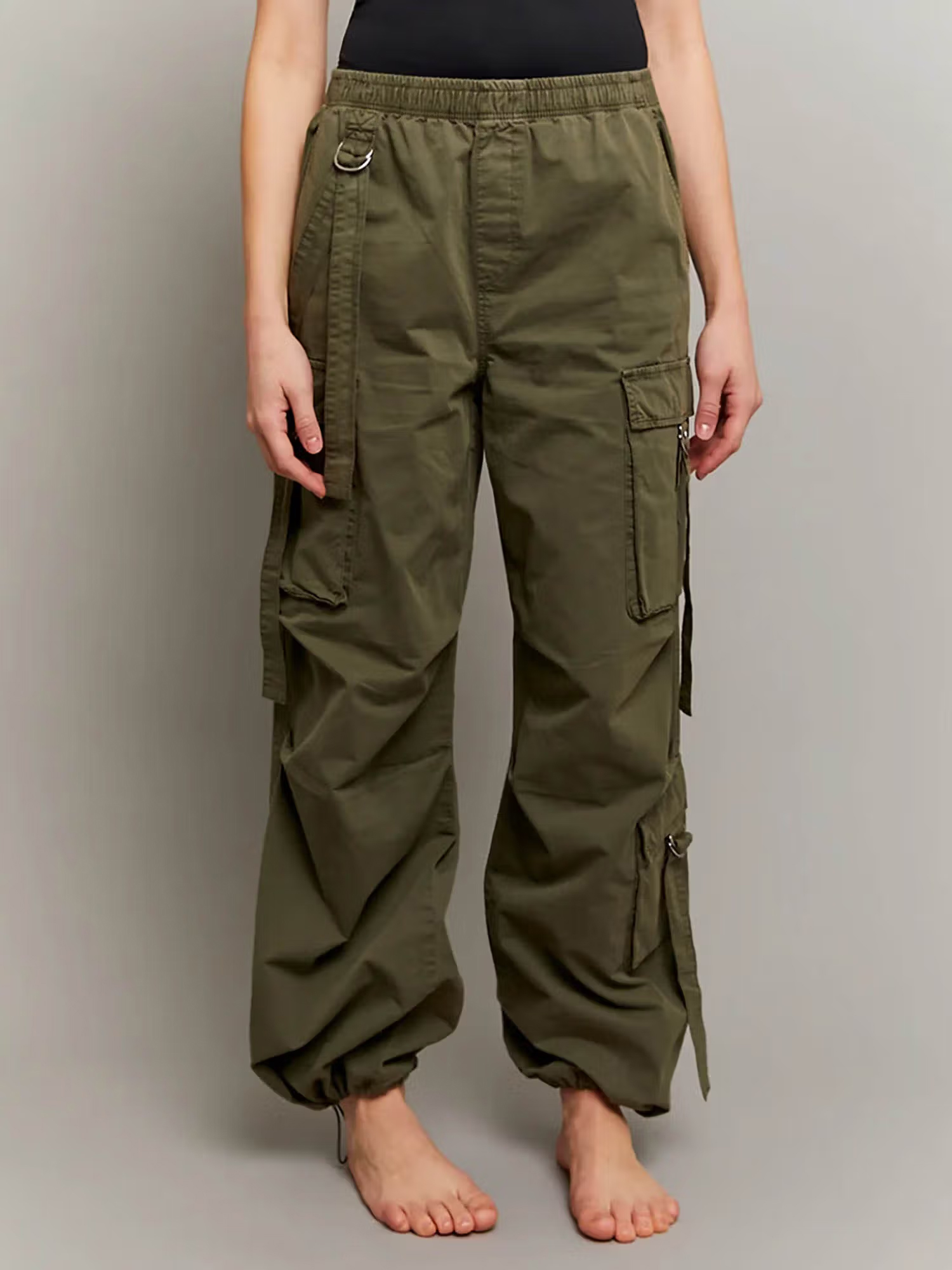 TALLY WEiJL Khaki High Waist Cargo Wide Leg Pants