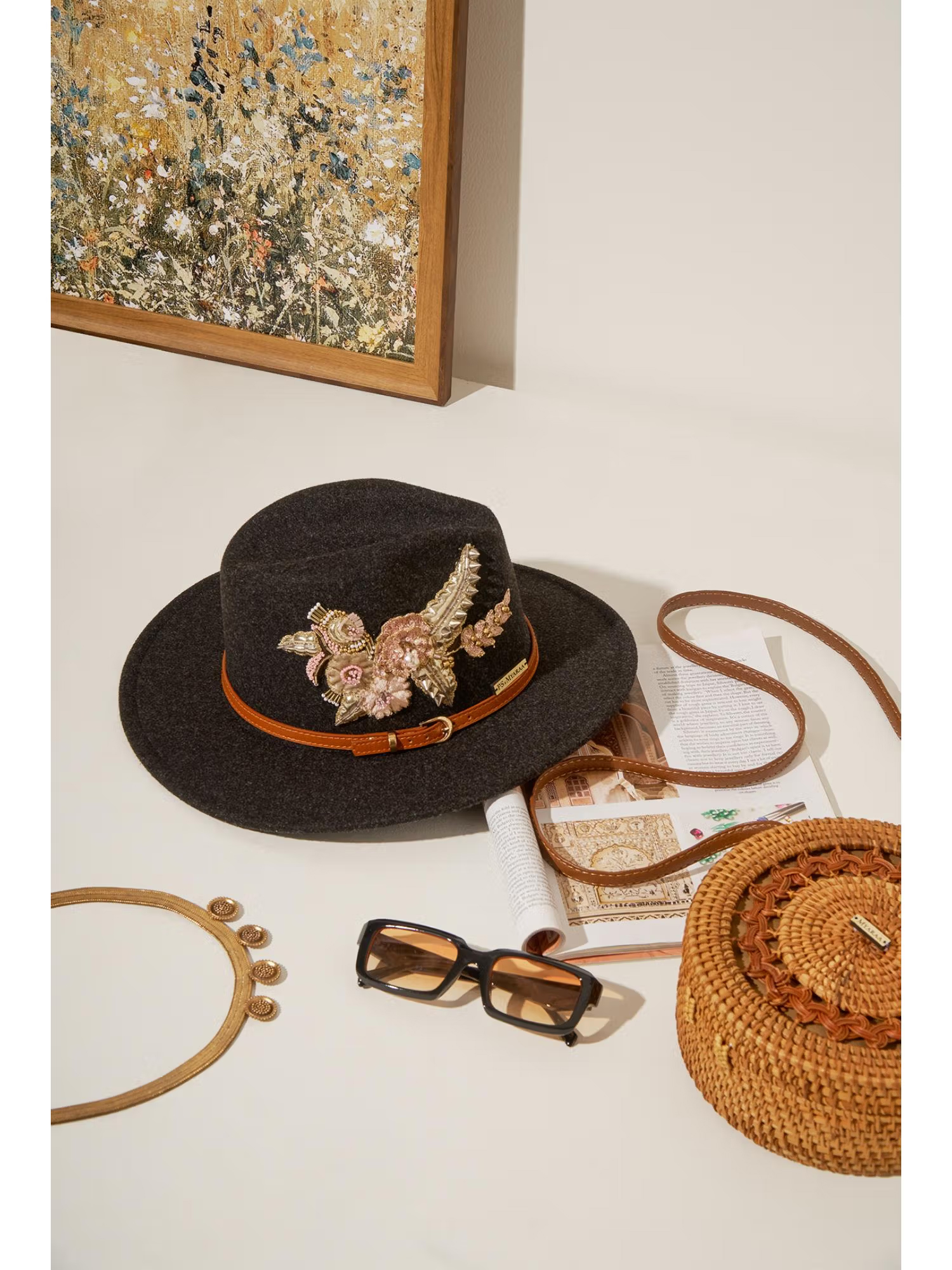 PS Accessories by Payal Singhal Myaraa Floret Panama Hat]