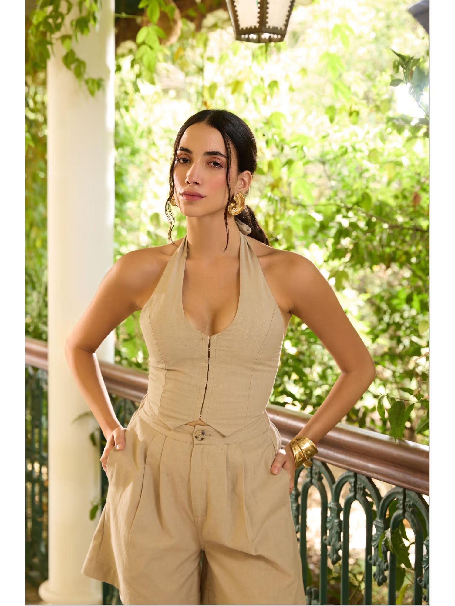 The Clothing Factory Women Cotton Beige Comfortable Waist Coat