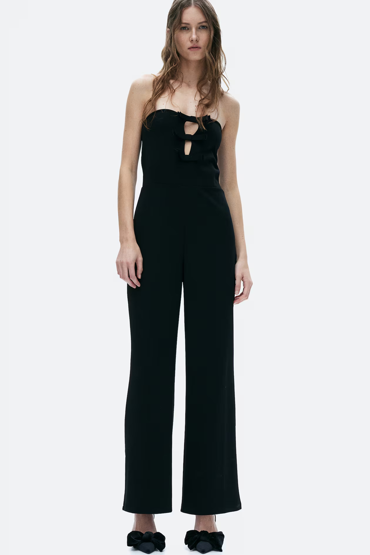 Bow-front bandeau jumpsuit