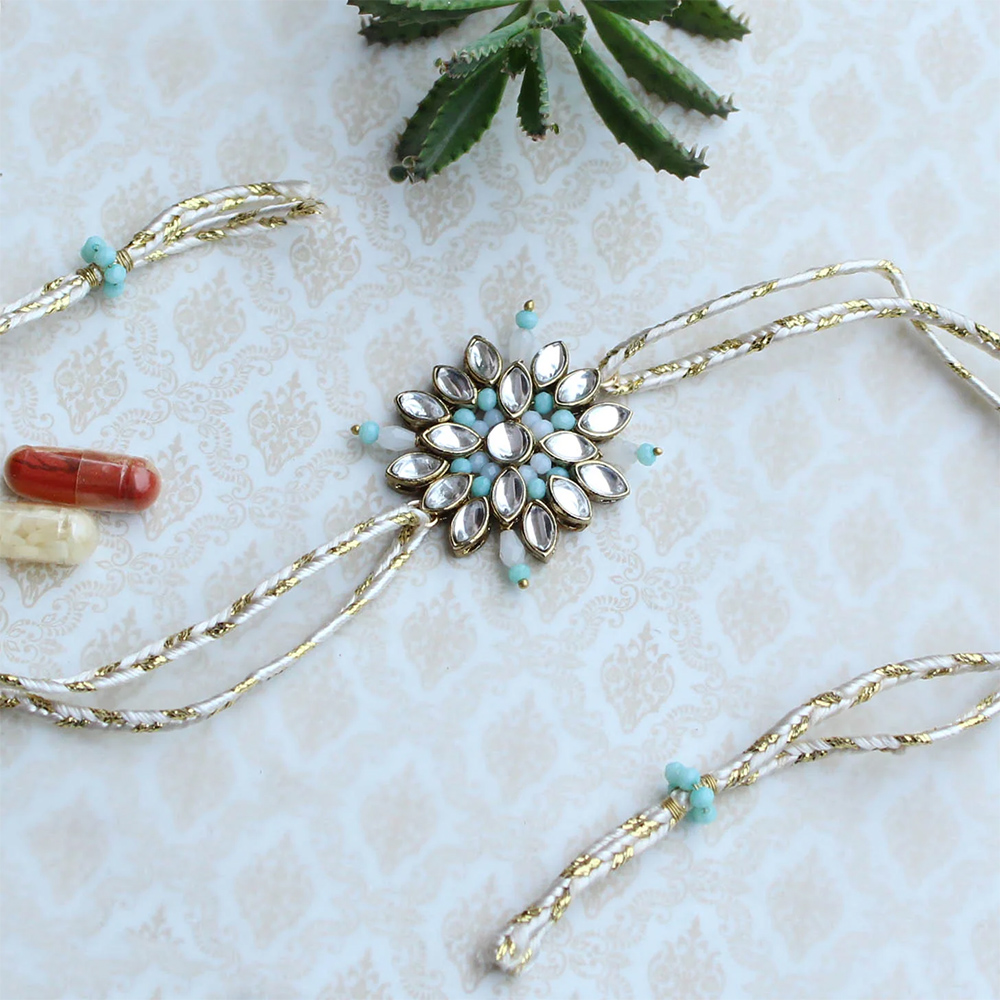 Be Abhika Blossoming Kundan And Bead Work Rakhi