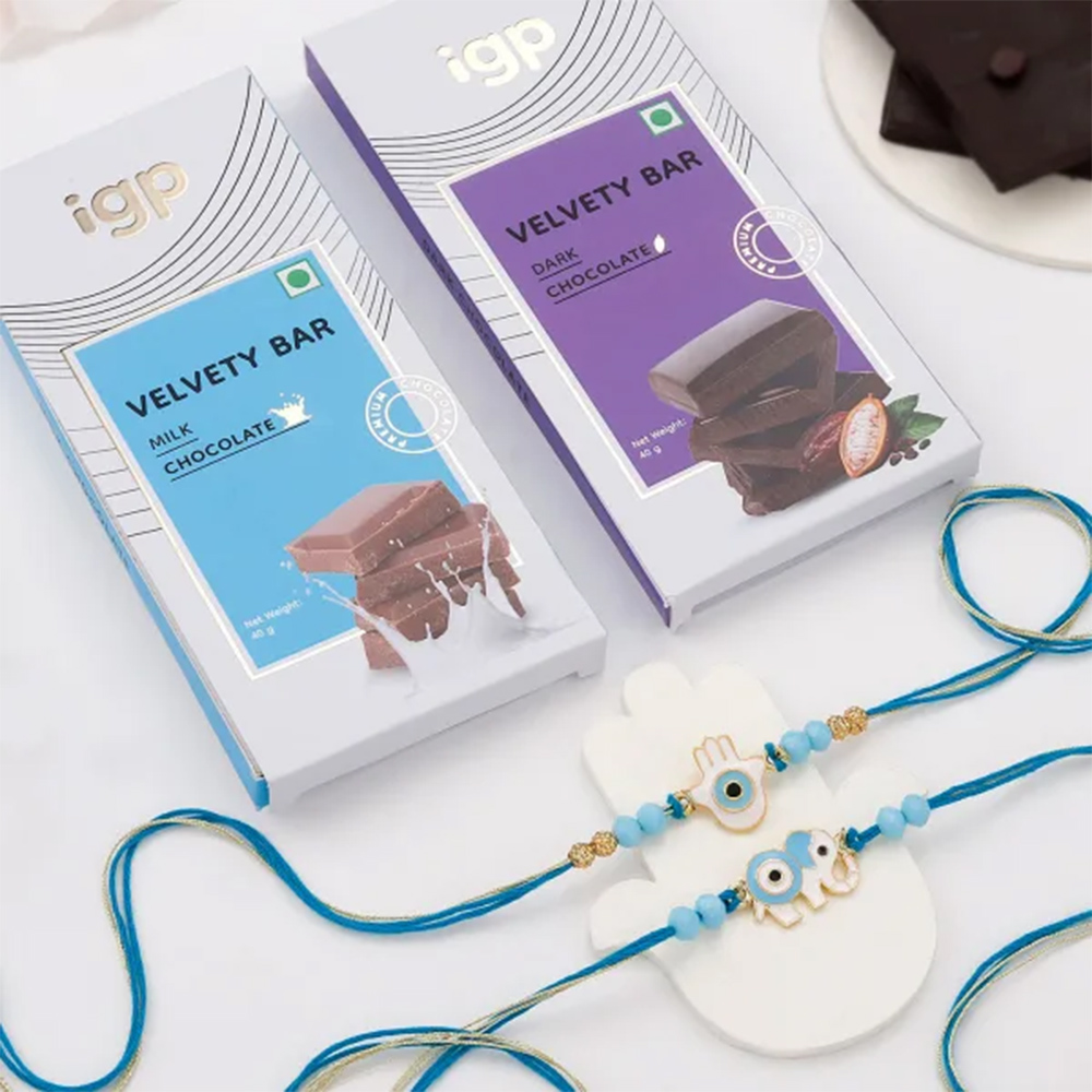 Evil Eye Rakhi Set Of 2 With Chocolates