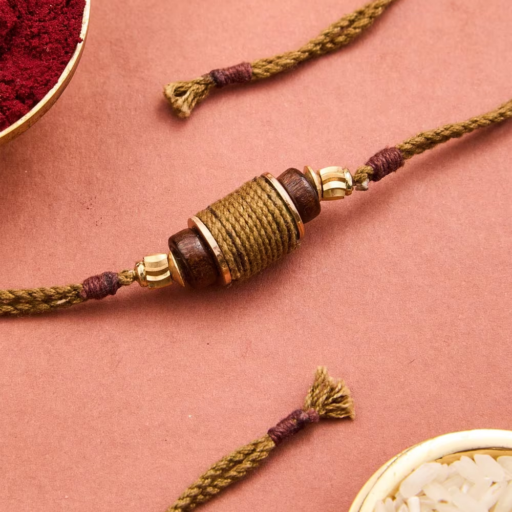 Fabindia Beige Wood Rakhi