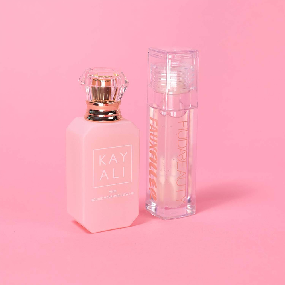 Kayali x Huda Beauty Yummy Kiss Lipgloss and Kayali EDP Set