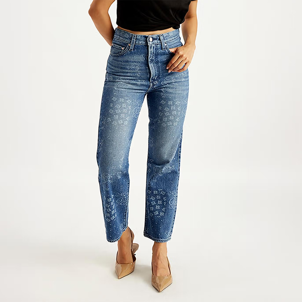 Levi's Womens High Rise Ribcage Crop Blue Jeans