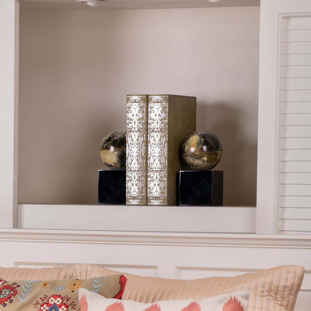Ball Neutral & Black Resin & Stainless Steel Bookend