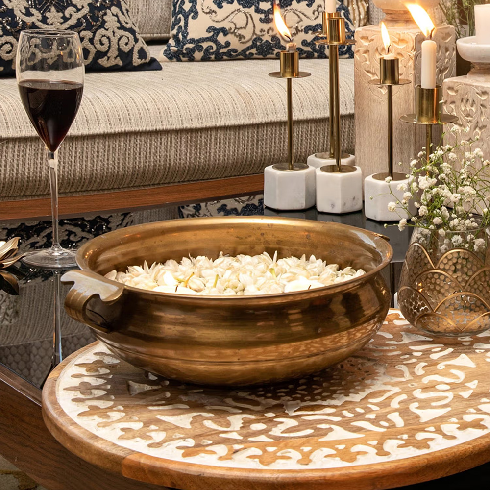 Revive Home Antique Gold Finish Brass Urli