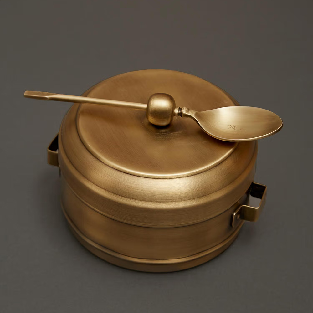 Ritu Kumar Home Brass Kansa Brass Tiffin With 1 Spoon