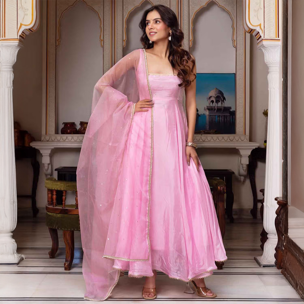 Pink Mahak Anarkali with Pant and Dupatta (Set of 3)