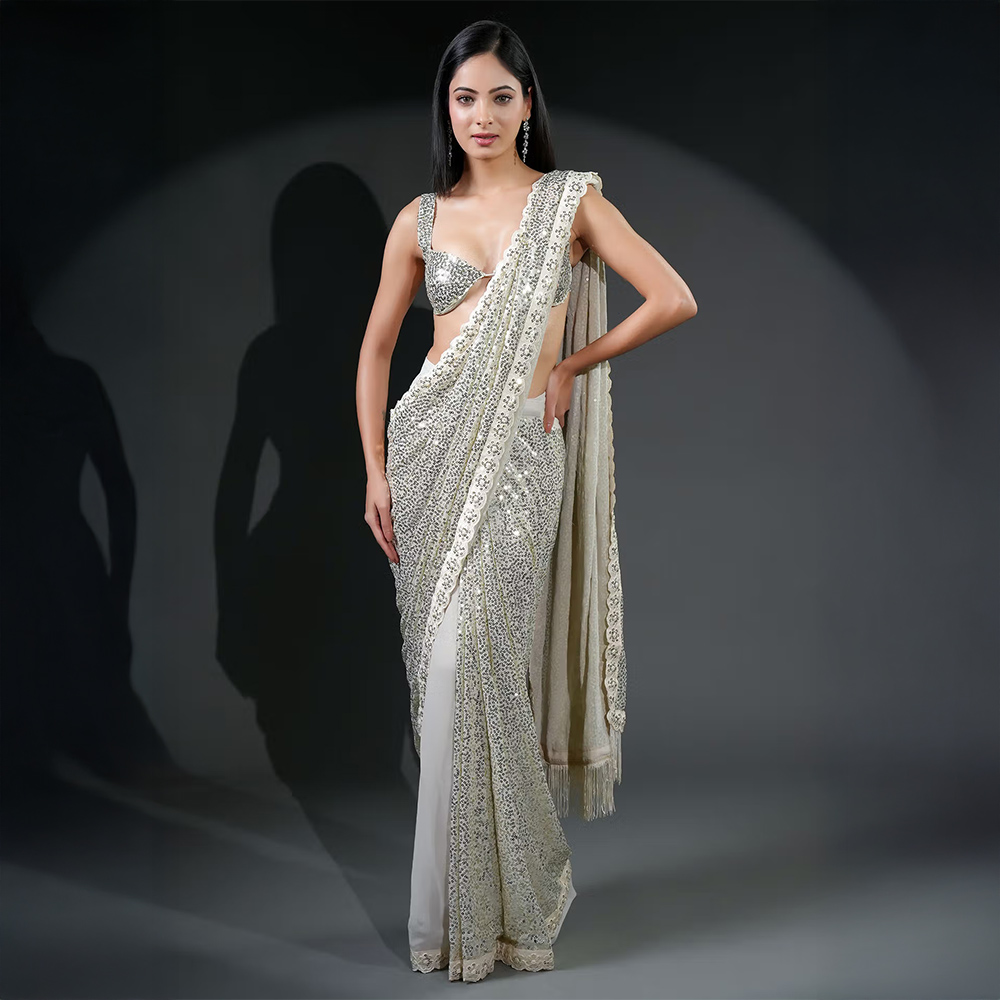 Premium Luxe Sequin Infused Pre-Draped Saree