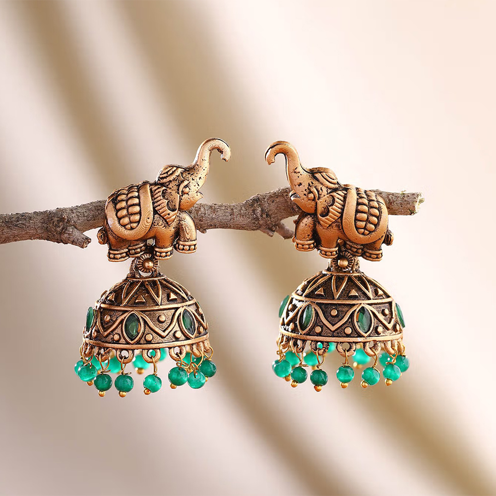 Priyaasi Elephant Green Jhumki