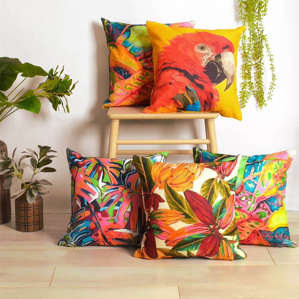 BLANC9 Tropical Printed Cushion Cover Set (Pack of 5)