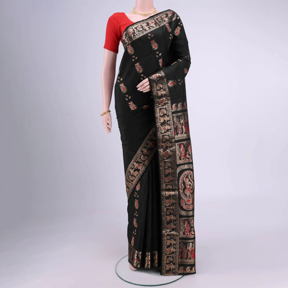 Black Dual Tone Baluchari Silk Saree