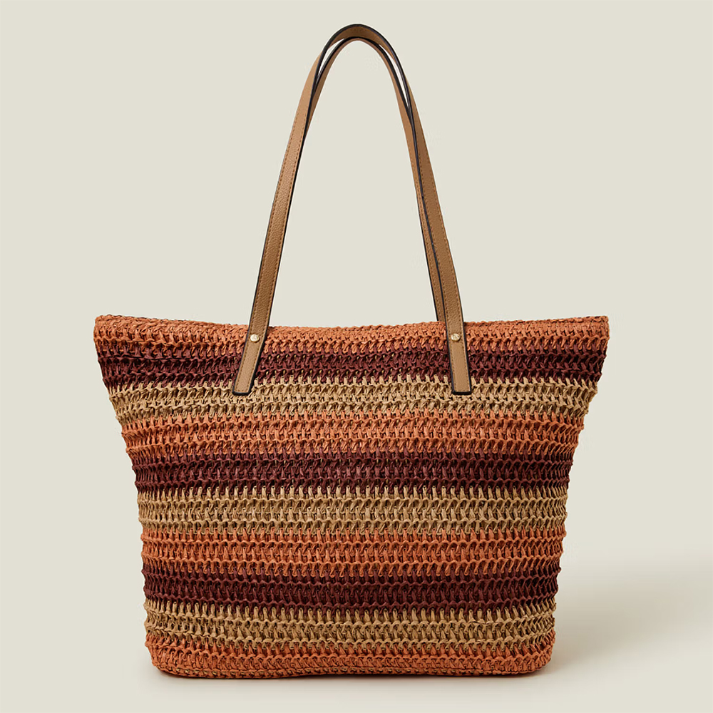 Accessorize London Women Multi-Color Raffia Tote Bag