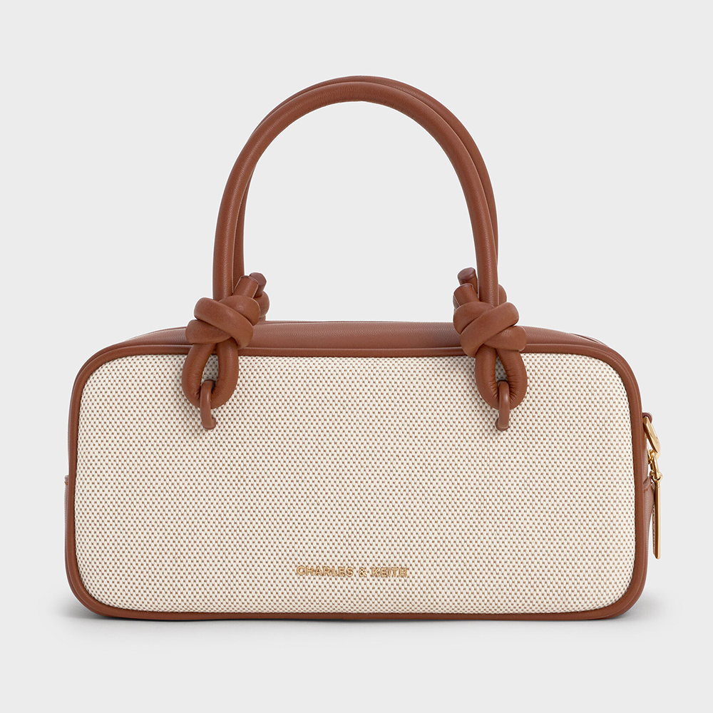 Sammie Canvas Knotted-Handle Elongated Bag - Taupe Canvas