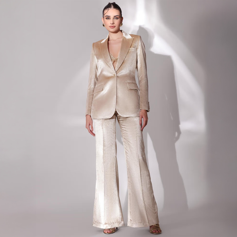 VOLCAPE Lydia Velvet Gold Co-Ord (Set of 2)