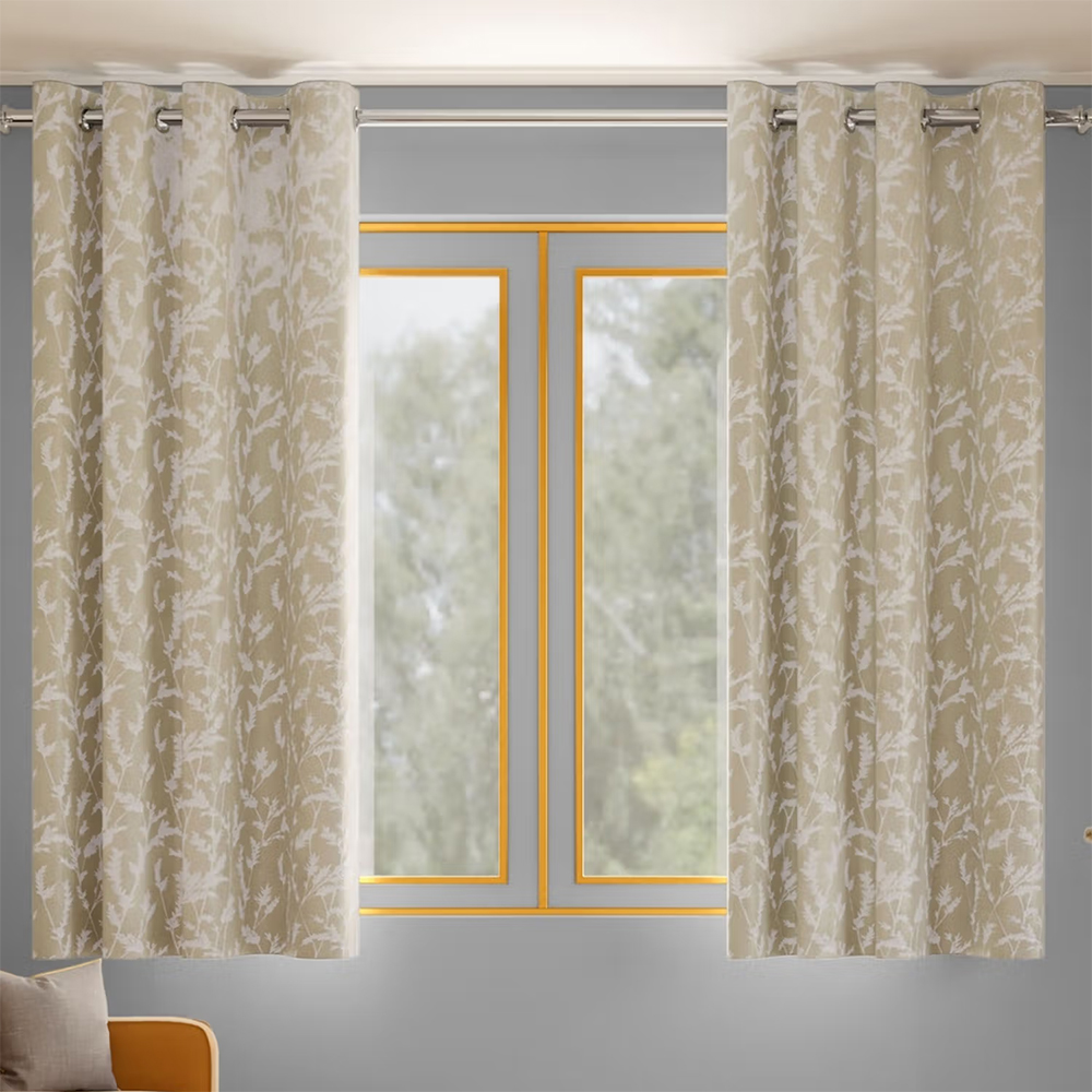 Haus & Kinder Whispering Willows Polyester Window Curtains Taupe (Pack of 2)