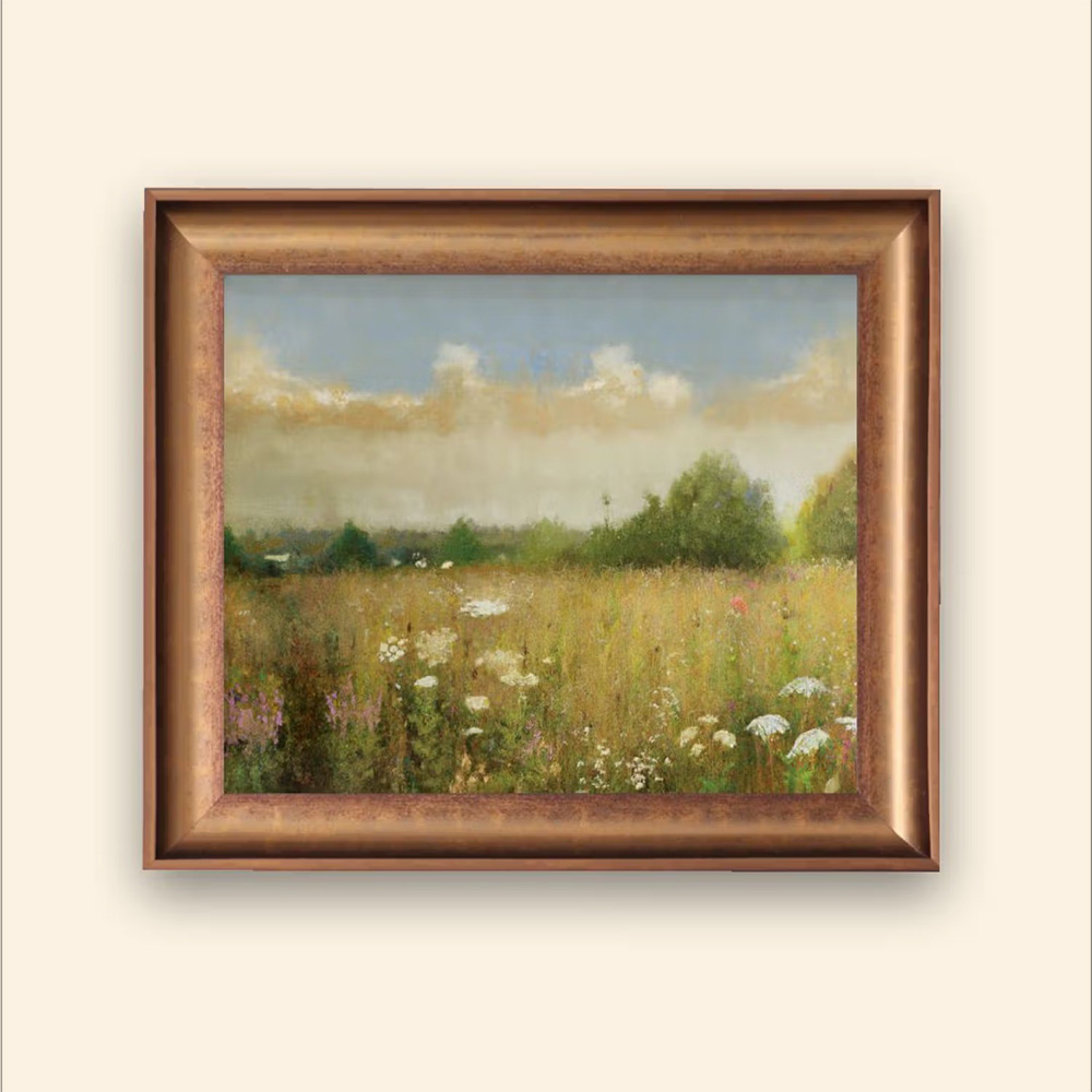 The Vintage Artistry Green & Blue Flowers Framed Wall Art