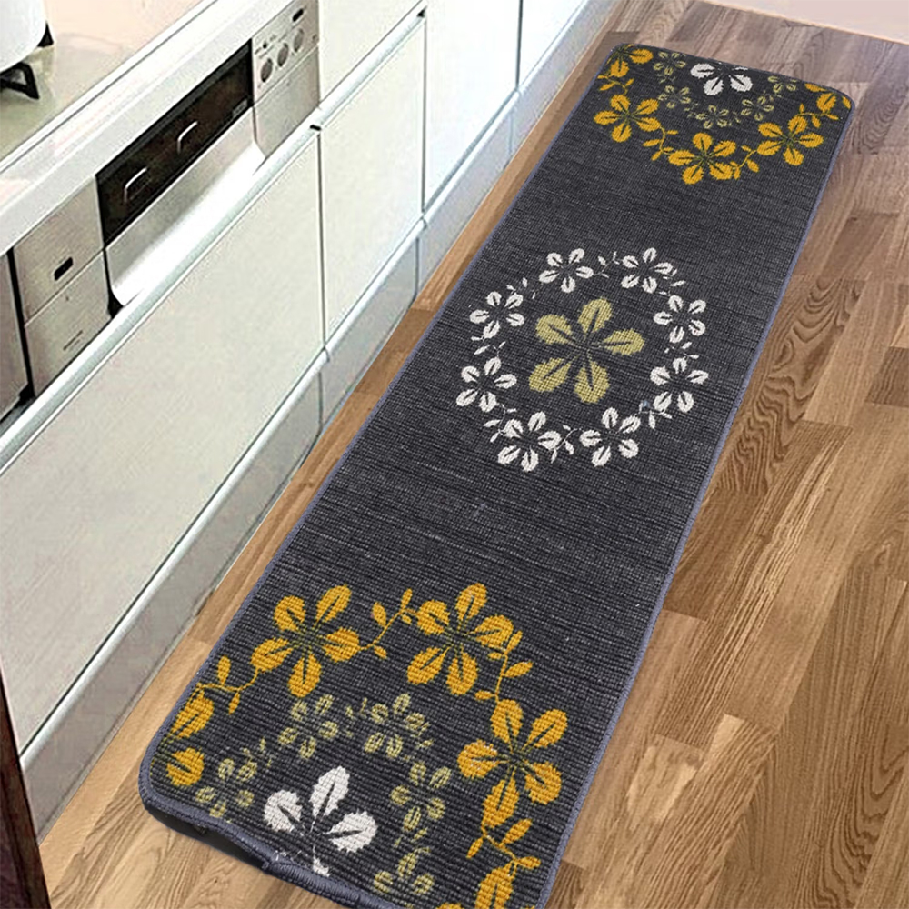 Saral Home Cotton Printed Anti-Skid Runner-Grey-45X120 Cm
