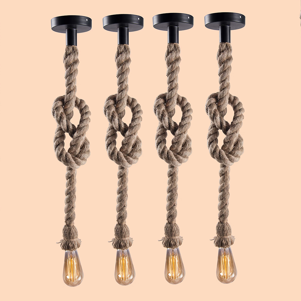 Homesake Edison Rustic Rope Lamp Hanging Light 4 Piece