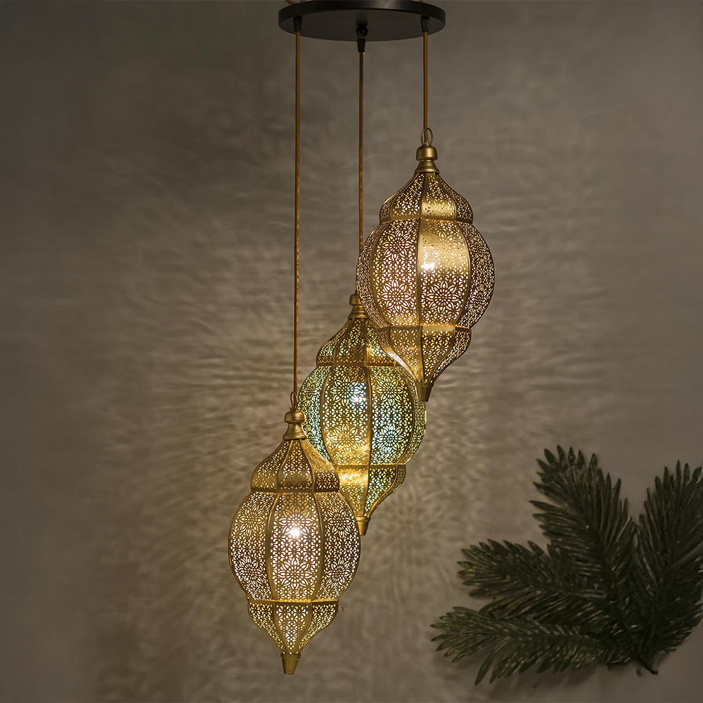 Homesake Round Chandelier Orb Moroccan Gold Light