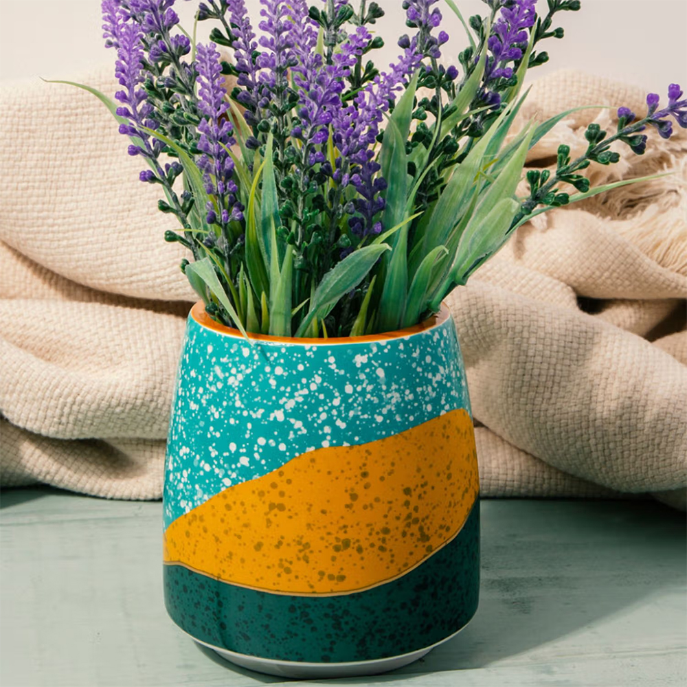 KitchenCraft Small Indoor Plant Pot For thinKitchen Ceramic Decorative Colour Block Design
