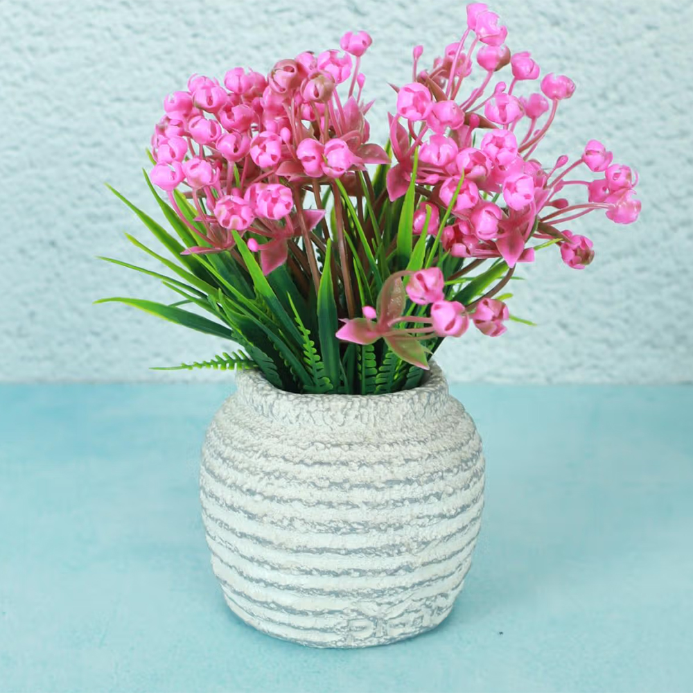 NFI Essentials Artificial Plants Pot For Home Decor & Office Decoration Small Dry Fake Flower Pink
