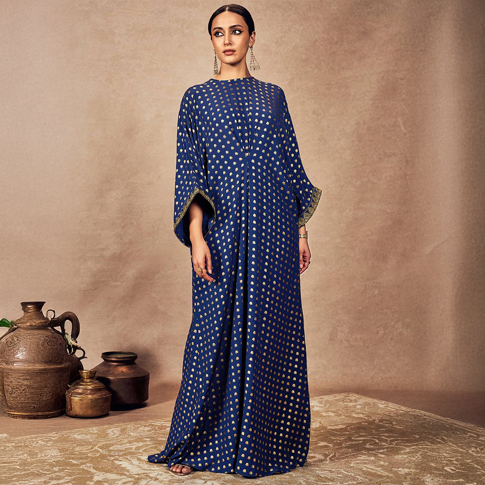 Masaba Blue Palms cape Kaftan Dress