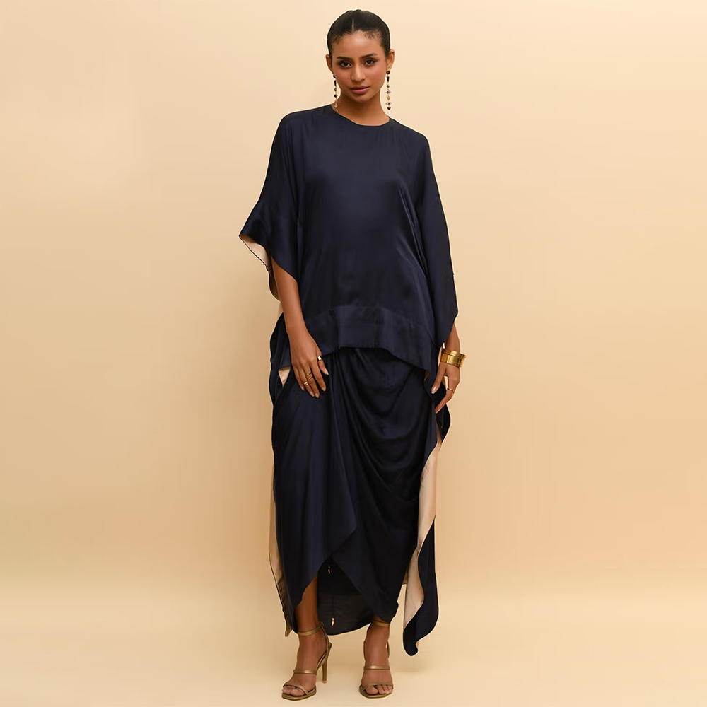 RISHI & VIBHUTI Midnight Blue Kaftan