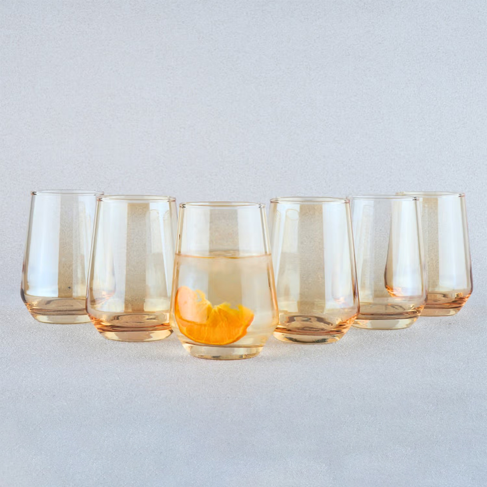 BlackCarrot Golden Water Glass Set Of 6