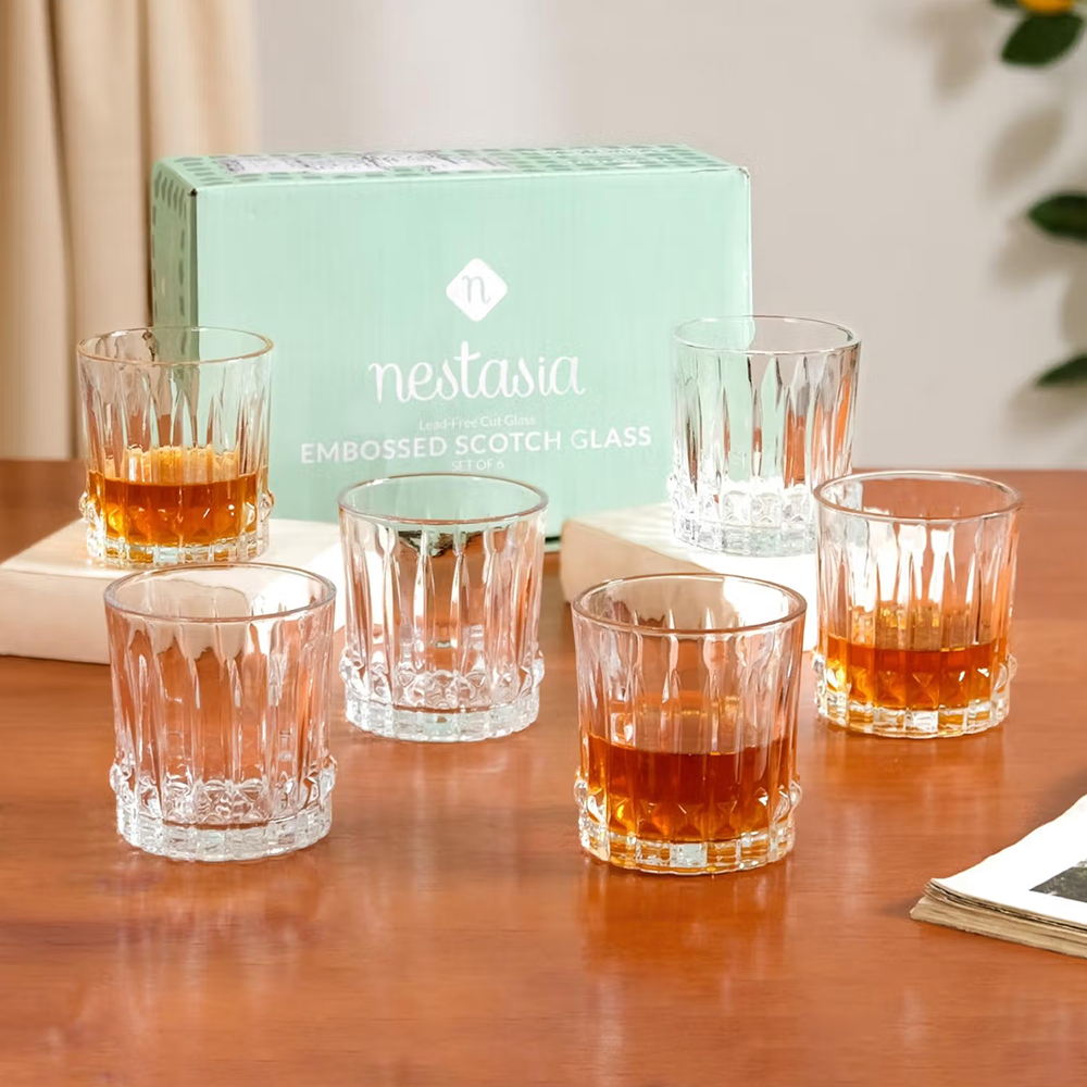 Nestasia Transparent Whisky Glass 240Ml (Pack of 6)