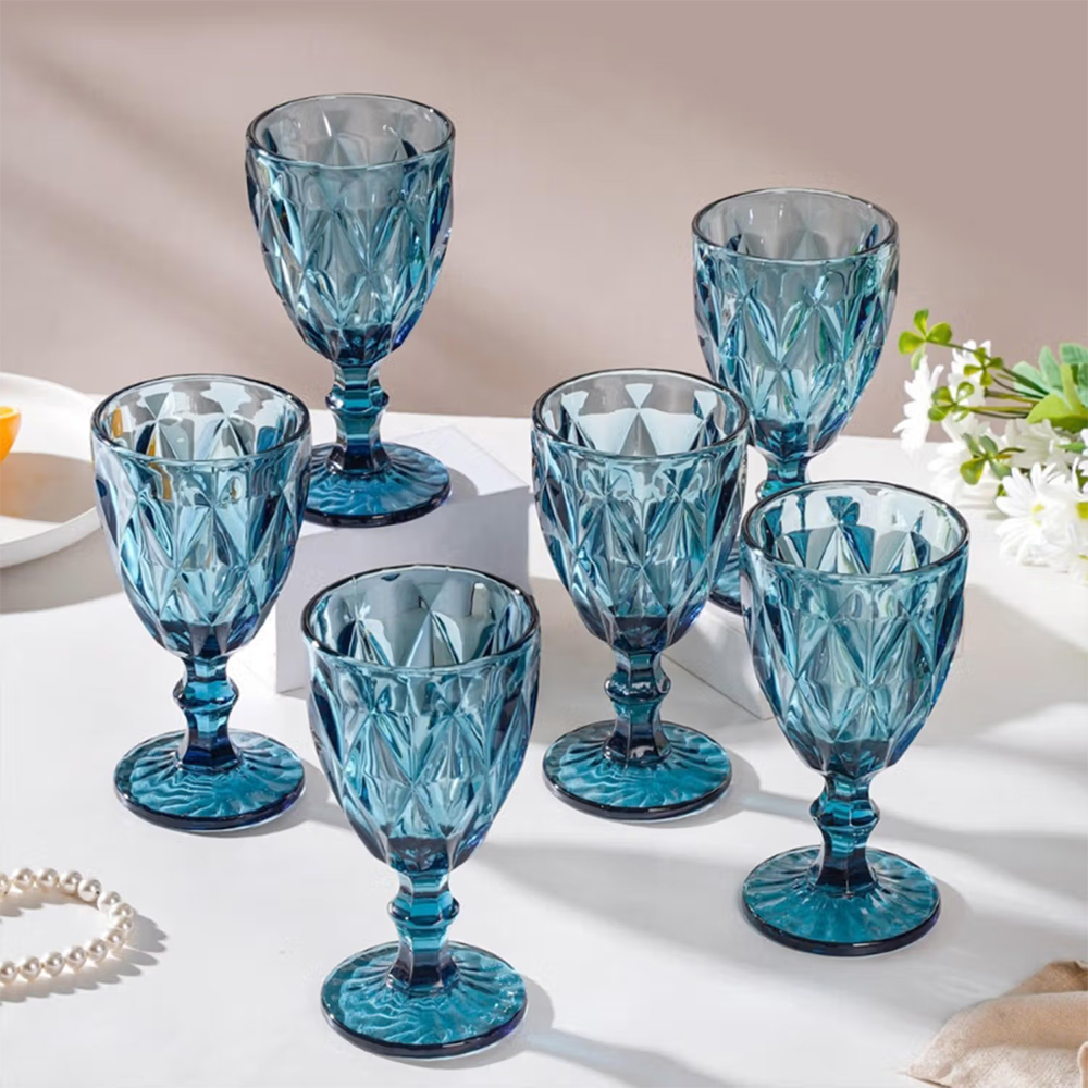 Nestasia Set of 6 Blue Crystal Red Wine Glass 300 ml