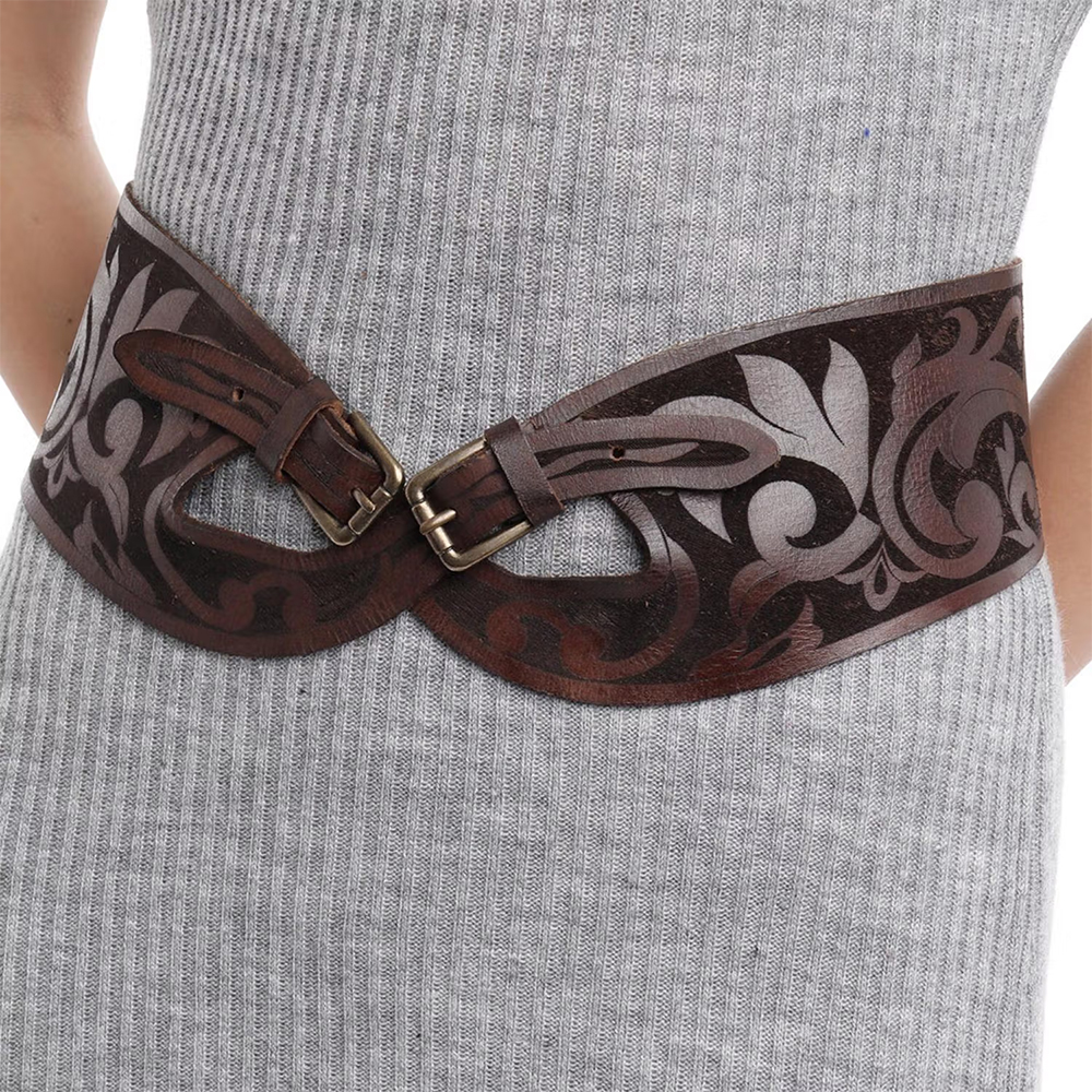 ART N VINTAGE Women Semi Formal Leather Self Design Brown Belt