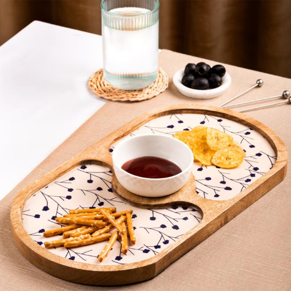 The Pitara Project Chip & Dip Wabi Sabi Oval Platter & Bowl White