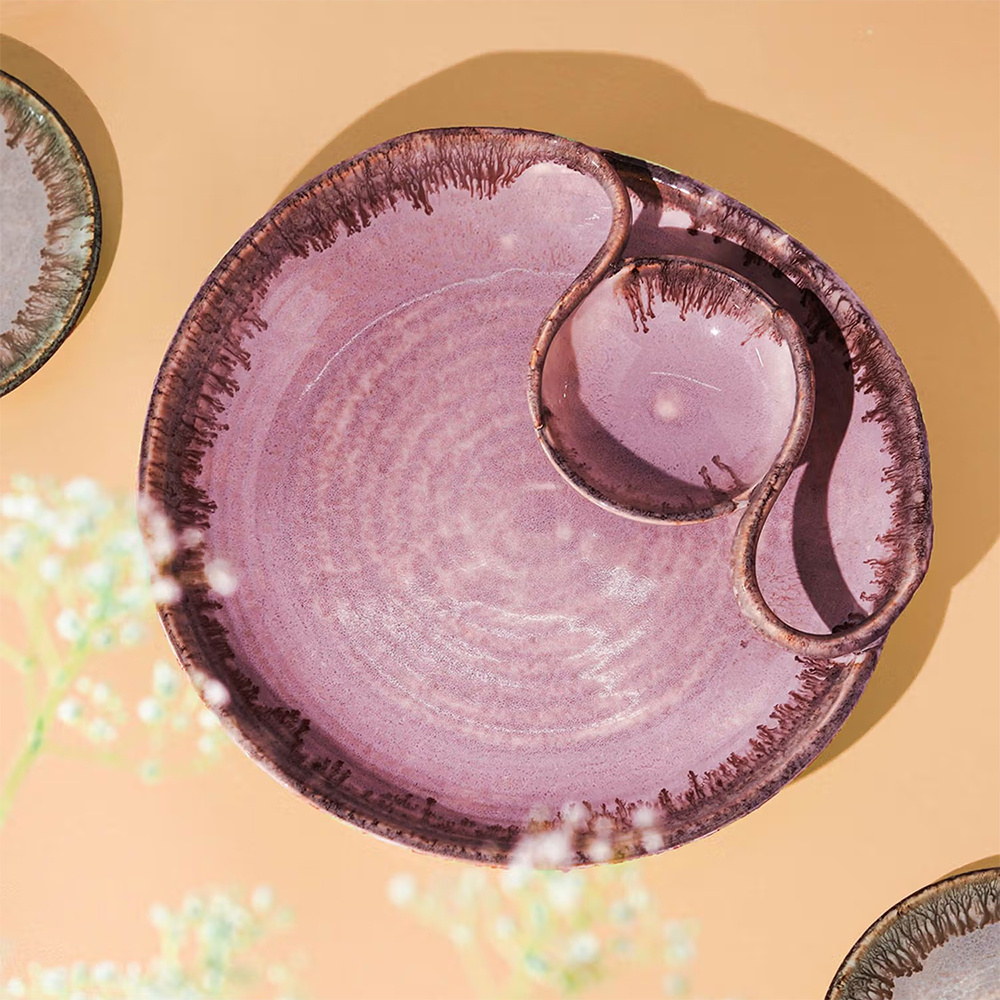 Amalfiee Ceramics Exclusive Sarvottam Round Chip And Dip Platter