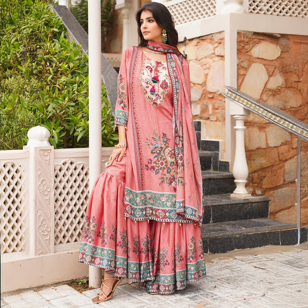 Autumnlane Baga Brink Premium Kurta and Sharara with Dupatta