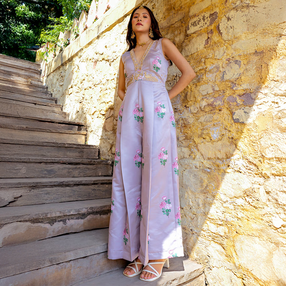 Pasha India Mocha Lavender Embellished Jumpsui