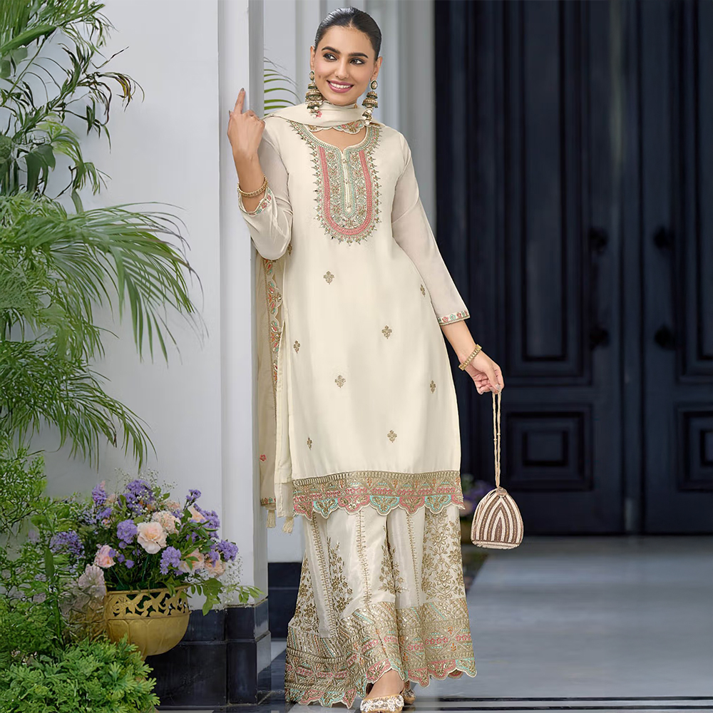 Autumnlane Farukh Angel Full Work Kurta with Gharara & Dupatta (Set of 3)