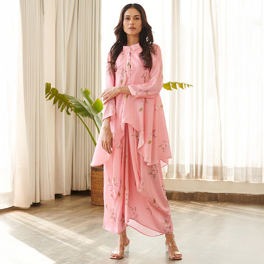 Pasha India Taffy Pink Dhoti Kurti Dress
